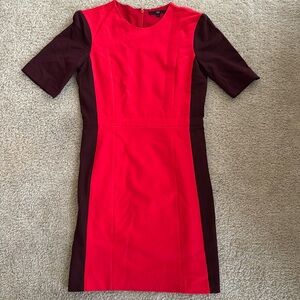 Tibi Red and Brown Colorblock Dress